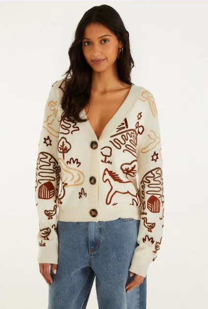 off-white countryside cornelli buttoned knit cardigan